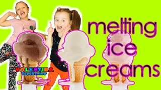 Pretend Play Melting Ice Cream Fun in the Garden Valentina and Isabella  | Valentina ToysReview