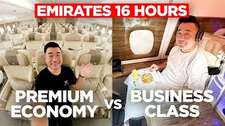 16 Hours in Emirates Premium Economy vs Business Class