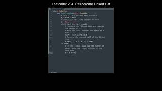 Leetcode 234. Palindrome Linked List in Python | Python Leetcode | Python Coding Tutorial | ASMR