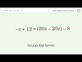 Solve 19z+12=20z-8: Linear Equation Video Solution | Tiger Algebra