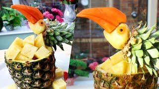 Art In Pineapple Bird Carving Ideas Cutting Tricks #shorts