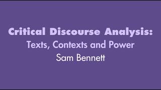 Critical Discourse Analysis: Theory and Practice | Samuel Bennett | MethodsNET Summer School 2026
