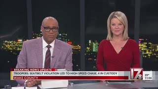 Four arrested after high-speed chase in Wake County