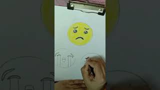how to draw sad emoji #drawing #basic #art