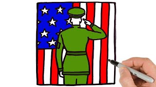 How to Draw a Soldier Saluting | Memorial Day Drawings