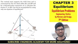 3-67 Chap 3 Equilibrium 3D Solved Problems Engineering Statics Meriam 7th Editio
