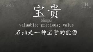 Chinese HSK 5 vocabulary 宝贵 (bǎoguì), ex.1, www.hsk.tips