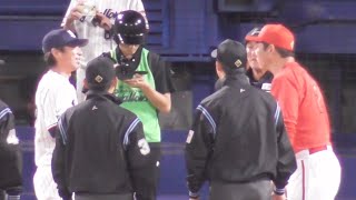 神宮最終戦、県工OB新井監督と高津監督！マツダの最終戦のことかな？いつもより長く会話する両監督！2024年10月3日