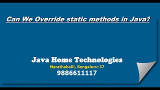 can we override static methods in java