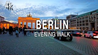 【4k】Berlin Germany Evening Walking Tour  | 4k 60| UHD (ASMR) Berlin Sounds