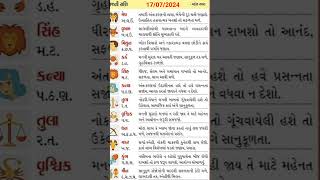 આજનું ભવિષ્ય રાશિફળ તા.17/07/24 #viral #short #rashifal #રાશિફળ