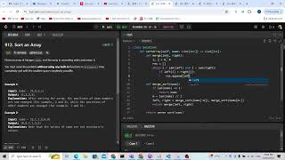 Leetcode 912. Sort an Array (merge sort)