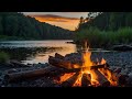 Campfire & River Night Ambience 10 Hours | Nature White Noise for Sleep and Focused Rest