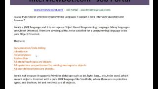 Java Interview Question and Answer Is Java Pure Object Oriented language or not