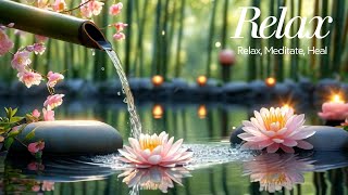 Bamboo Water Fountain + Spa Music Relaxation | Peaceful Healing Ambience for Meditation, Yoga, Sleep