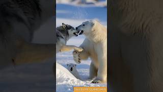 Polar Bear Mother Fought The Wolf To Protect Her Cub, Rescued By Rescue Team #animalrescue