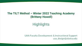 Improving Assignments: The Transparency in Learning and Teaching (TILT) Method, by Britteny Howell