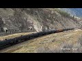 cp heritage sd70acu with kcs sd70ace up unit and cn action in the thompson canyon