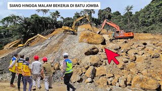 From day to night PUPR works in Batu Jomba to destroy large rocks on the hill