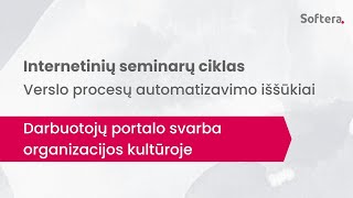 Darbuotojų portalo svarba organizacijos kultūroje | Seminaras