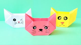 Origami cat box .Easy paper crafts without glue.  Easy Paper Crafts 777