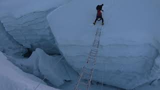 Island Peak Crevasse ladder crossing Apr 2018