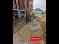 mini excavator sany sy18c removing concrete blocks and digging foundations