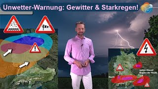 Unwetterwarnung: Gewitter am Wochenende, Starkregen \u0026 Sturm zu Wochenbeginn. Trend nass \u0026 kühl.