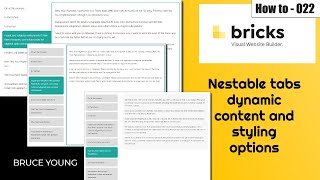 Bricks Builder Tutorial - Dynamic content, Bricks Builder nestable tabs - setting query & formatting