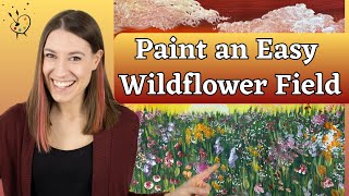 How to Paint Easy Wildflowers- Step by Step Beginner Acrylic Painting Tutorial