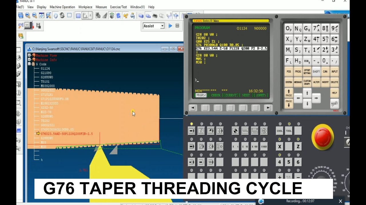 CNC PROGRAMMING - G76 TAPER THREADING CYCLE - YouTube