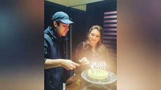 Iqrar Ul Hassan And Wife Qurat Ul Ain Cut Wedding Anniversary Cake Together