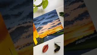 How To Draw Aesthetic Sky Mood Board Acrylic Painting |380 GSM Canvas Board |MENORAH STATIONERY