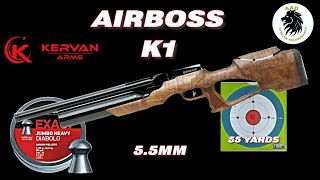 Kervan Arms Airboss K1 in 5 5mm Test at 55 yards with JSB 18 13 gn pellets