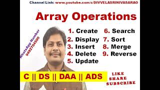 Array Operations || C Program to Perform Array Operations || C Programming || Array || Arrays || C