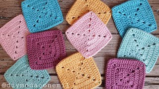 Como tejer el sencillo cuadrado granny a crochet paso a paso
