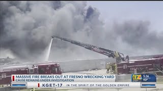 Massive fire breaks out at Fresno wrecking yard