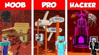 Minecraft NOOB vs PRO vs HACKER: MODERN NETHER HOUSE BUILD CHALLENGE in Minecraft / Animation