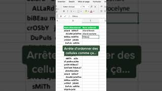 Ordonner des noms sur Excel