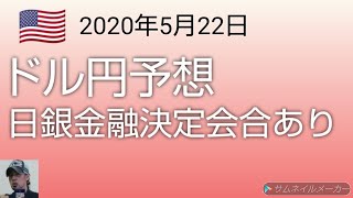 【FX】2020年5月22日、今日のドル円予想！米中のニュースと日銀金融決定会合に注意！