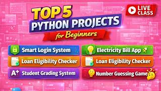 🚀 Build 5 Real Python Projects LIVE | Smart Login, Billing, Loan, Grading & Game