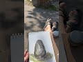 Urban Sketching Painting Outside Ink and Watercolor 🪨 Sketch of a Big Rock Watercolour