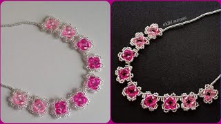 Pretty Pink Princess Necklace with Bicone Crystals/Collar/Jewelry making at home/Tutorial diy