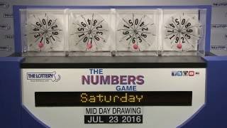 Midday Numbers Game Drawing: Saturday, July 23, 2016