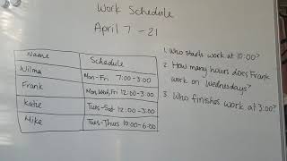 Reading and Talking about Work Schedules
