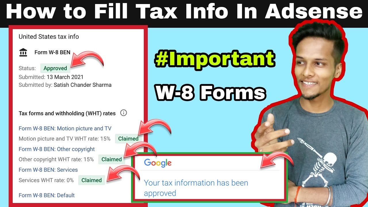 2021 Form W-8BEN| How To Fill YouTube Tax Info. In Adsense |Logical ...