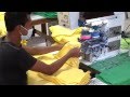 Tagless Printing T-shirt labels in a factory