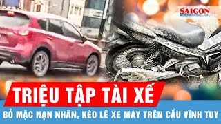 Rúng động clip lái xe ô tô Mazda CX5 kéo lê xe máy trên cầu Vĩnh Tuy | Thời sự