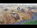 Big Dozer Equipment operator Skills Pushing Mud Dirt SWAMP LANDFILL Process