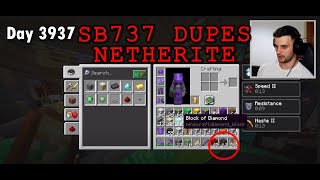 SB737 accidently duplicates netherite blocks in his hardcore world.